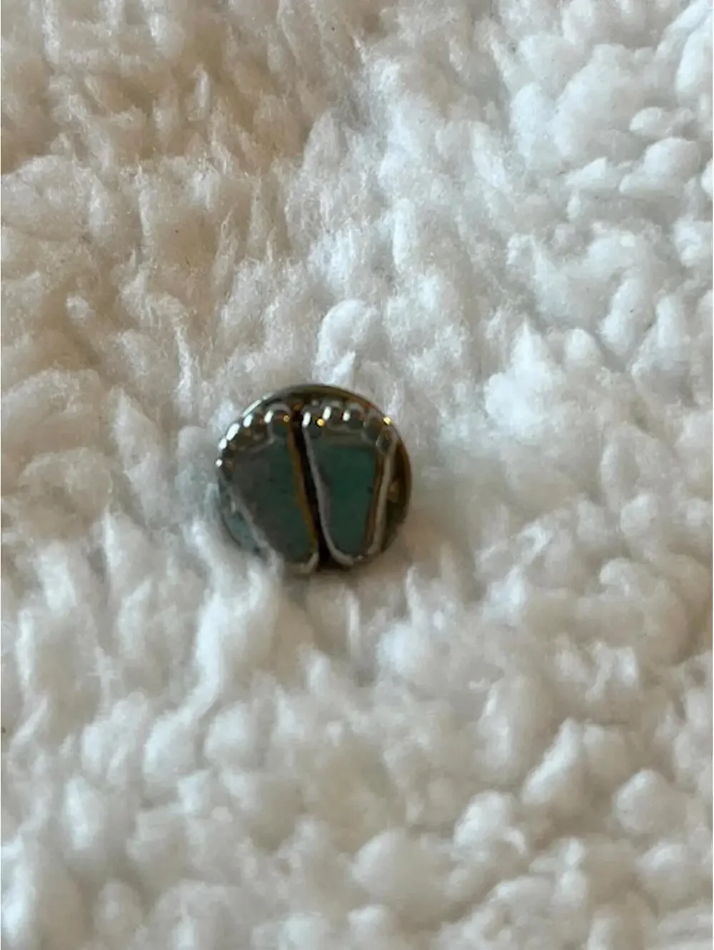 Vintage Silver Tone Baby Feet Charm or Button